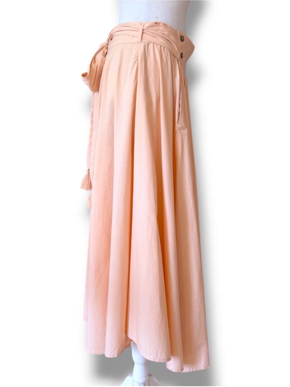 Free People Sunrise Midi Skirt Peach Basque Waist Cotton M Endless Summer - Picture 6 of 10